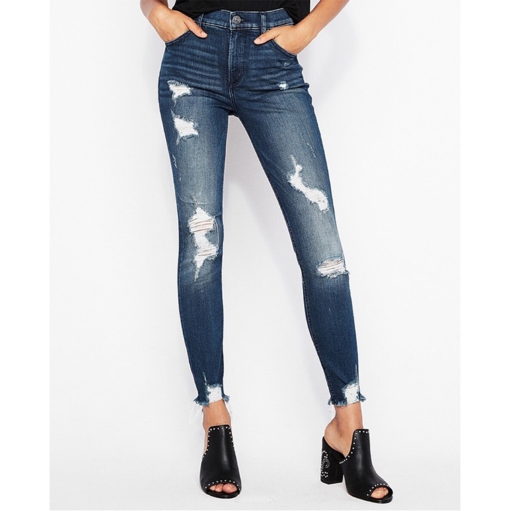 NWT Express Denim Perfect HR Ankle Legging Distressed Jeans SZ‎ 4